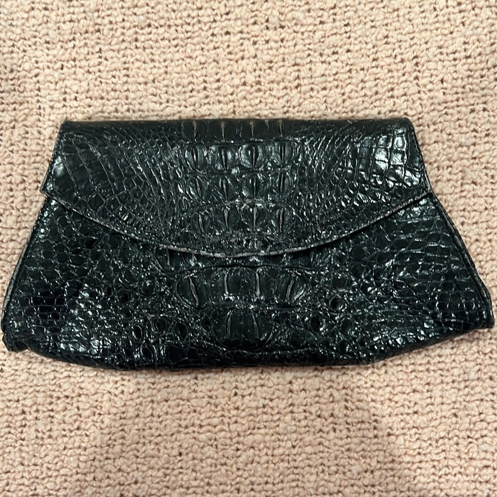 Authentic crocodile skin clutch